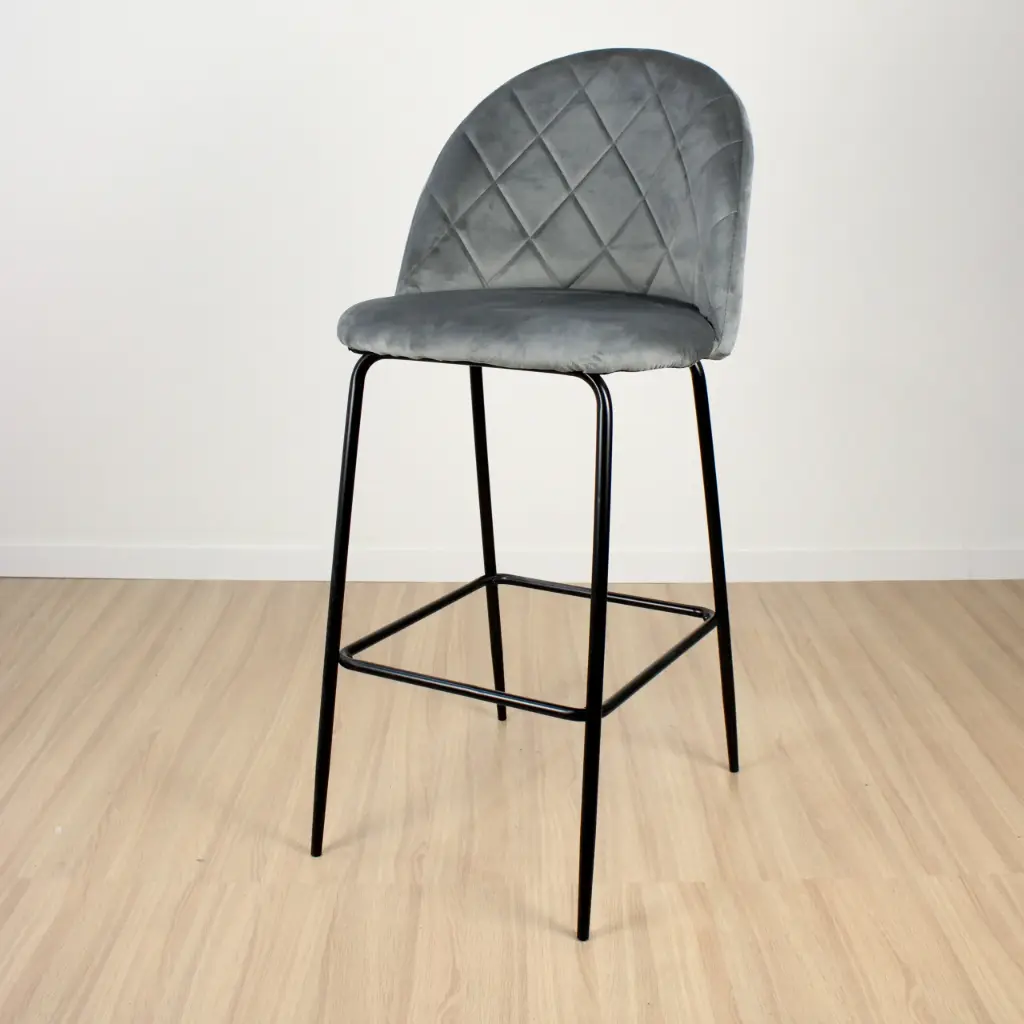 Banqueta Berna pana gris con patas negras