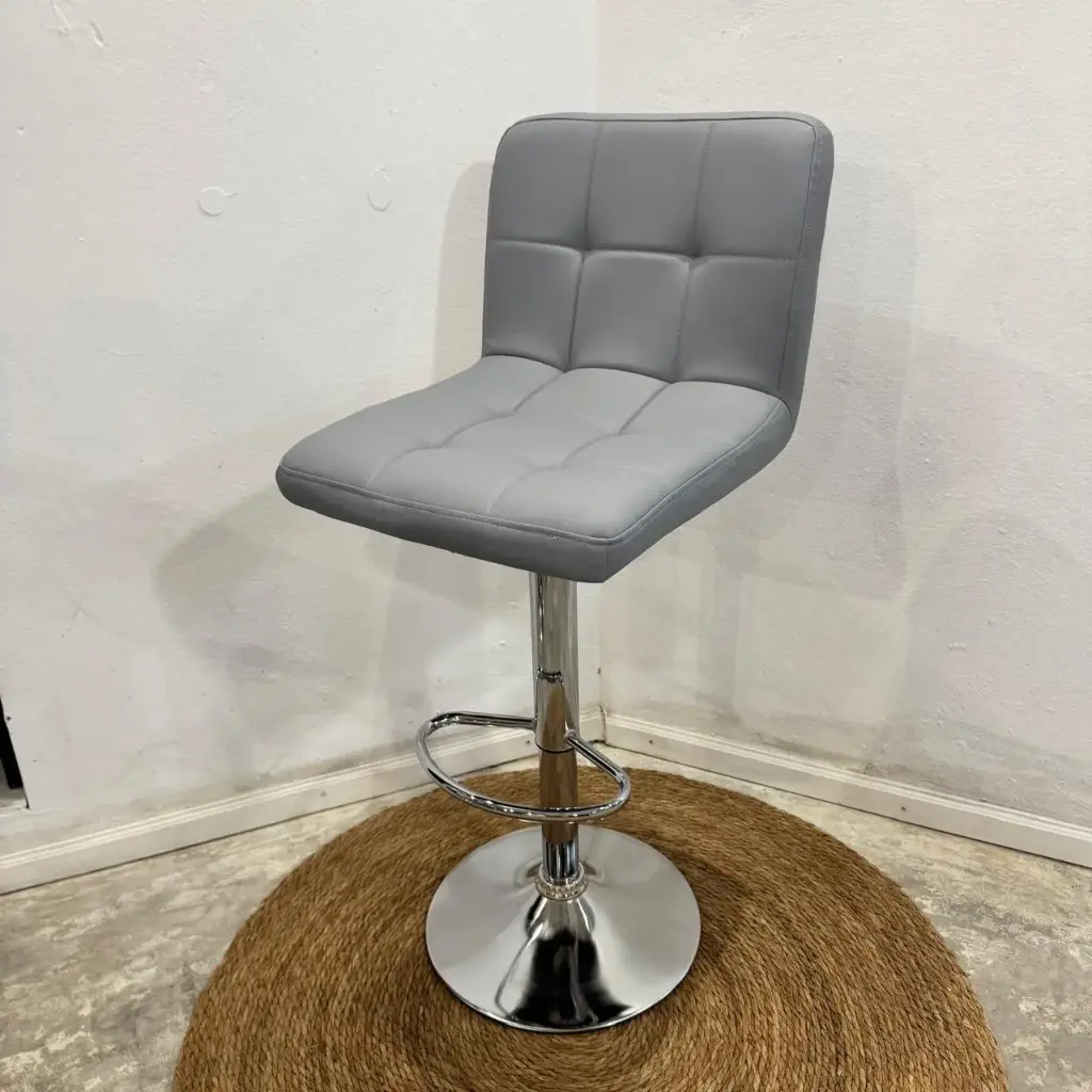 Banqueta con Respaldo Tapizado Gris