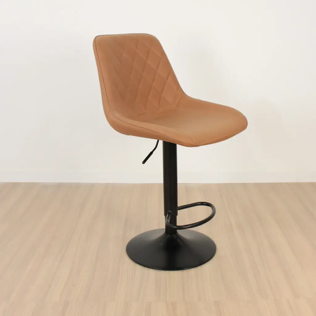 Banqueta eco cuero marron base negra