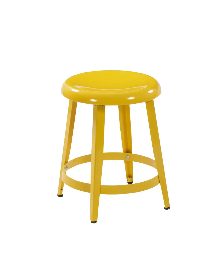 Taburete/ Banquito Circular Bajo Metalico Amarillo