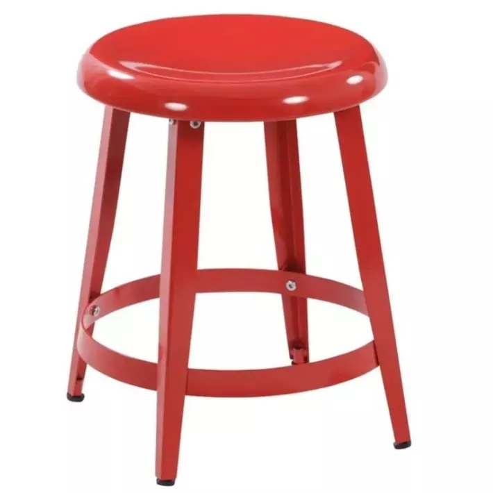 Taburete/ Banquito Circular Bajo Metalico Rojo