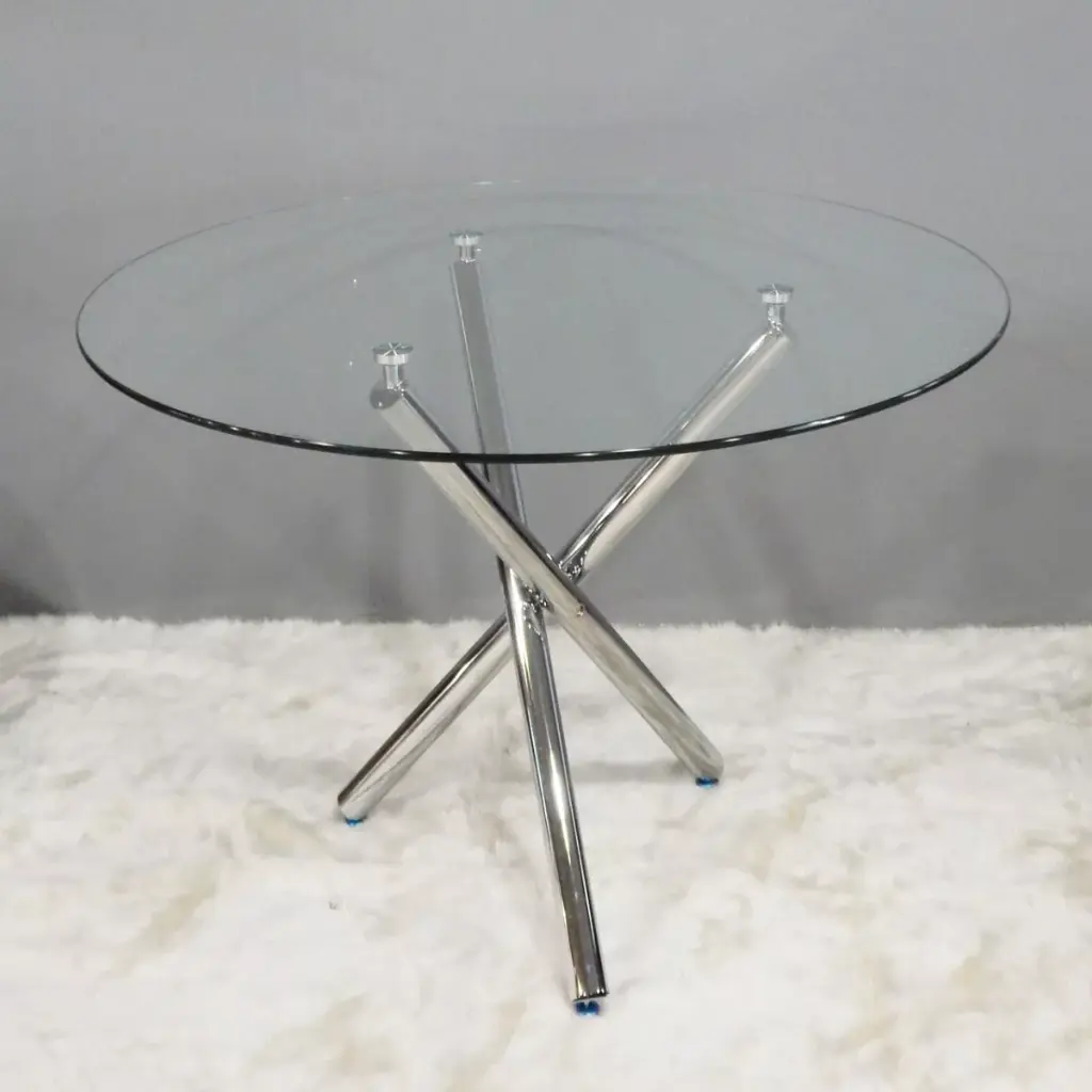 Mesa Tataki cromada vidrio 100cm