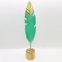 Adorno Decoración De Interior, Pluma Con Base De Madera