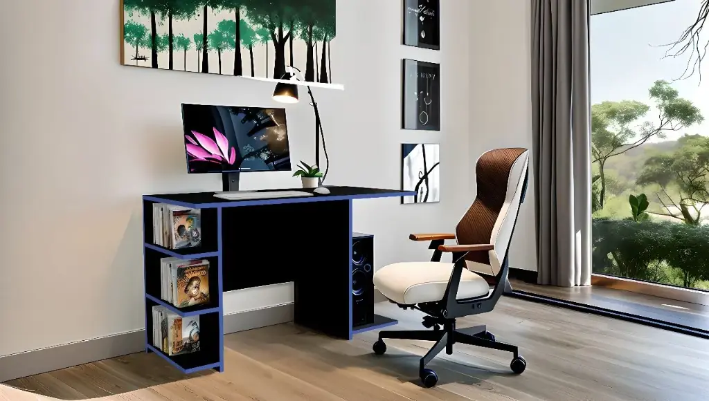 Escritorio Gamer Dos Pisos Azul