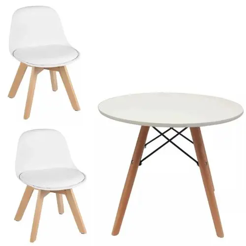 Combo Mesa Eames + 2 Sillas Tulip Kids Niños Blanco