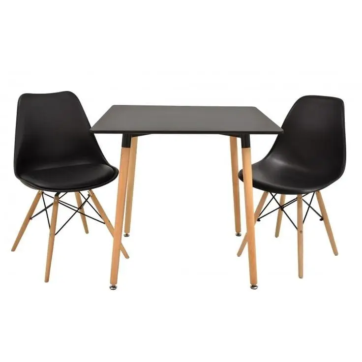 Combo Mesa Eames Negro + 2 Sillas Eames Kids Niños Blanco