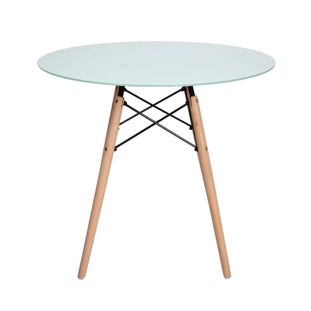 Mesa Eames de Vidrio Blanco 80cm