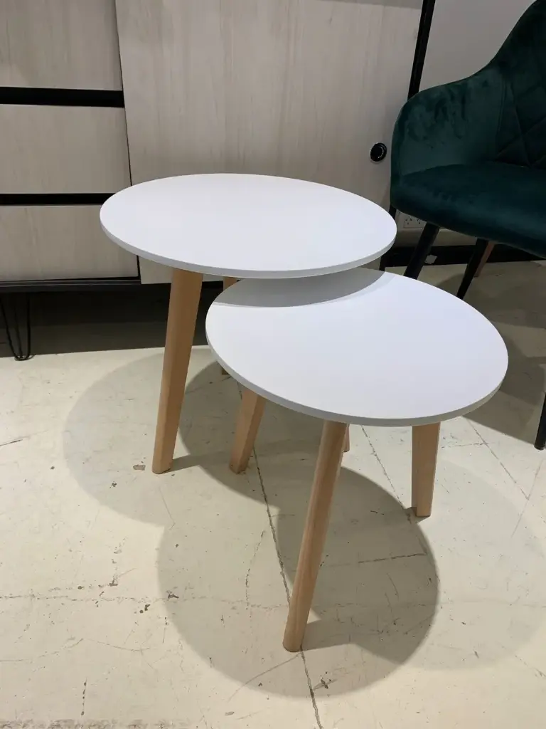 Mesa ratona doble redonda laqueada Blanco