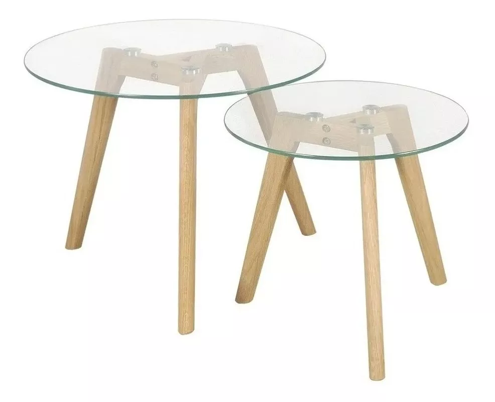 Mesa ratona doble redonda vidrio