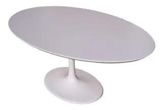 Mesa Tulip Ratona Ovalada 90cm Base Metálica Blanco