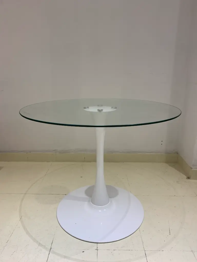 Mesa Tulip de vidrio 90cm Blanco