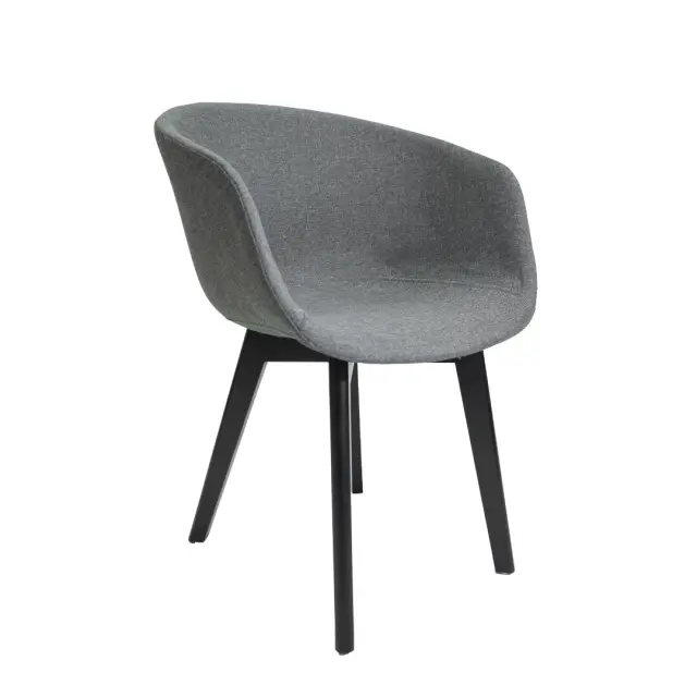 Sillon tapizado lino Base de Madera Negro