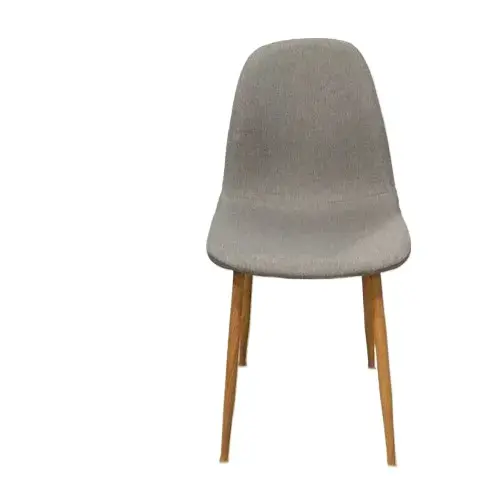 Silla Albis Base simil madera con Asiento de Lino Gris
