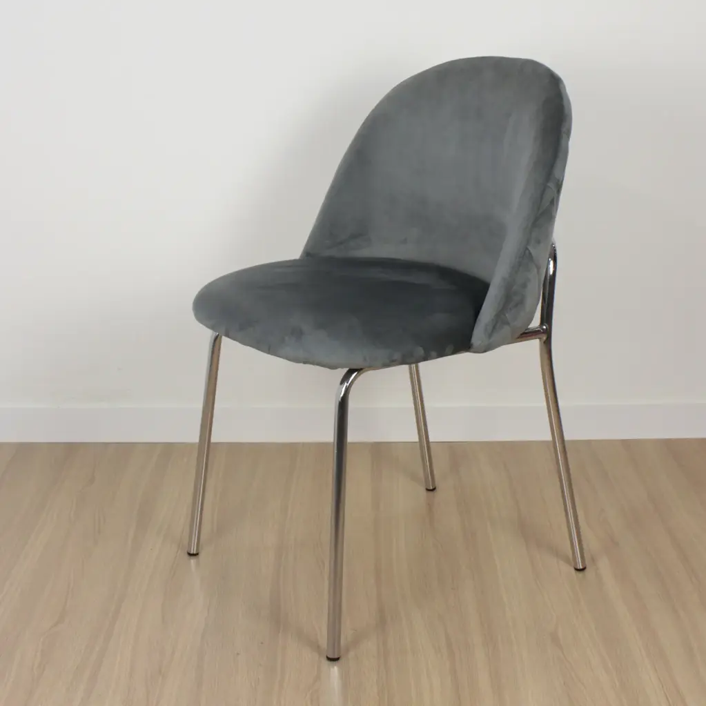 Silla Bremen pana Gris y patas cromo