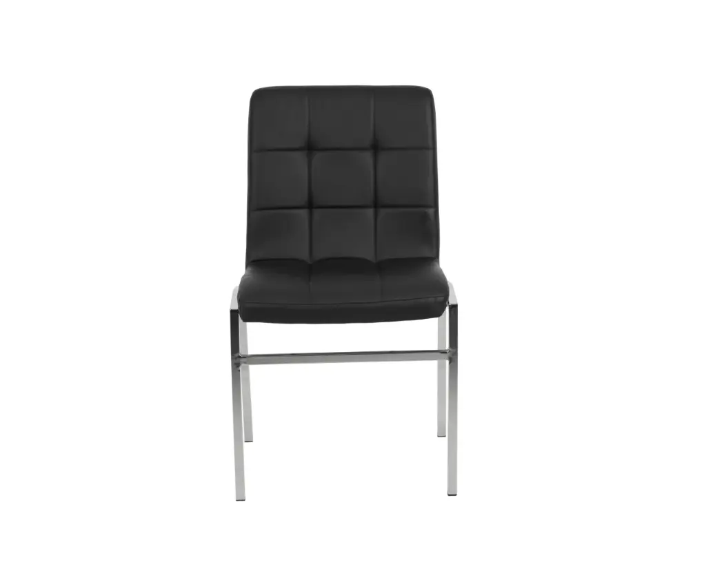Silla Capitone cromo ecocuero Negro