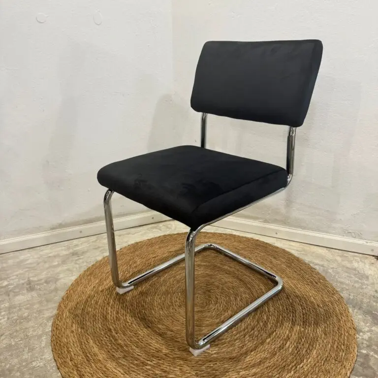 Silla Cesca Cromo pana negro liso
