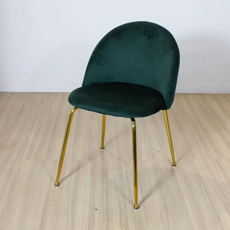 SILLA FRANK TAPIZADA PANA VERDE INLGES PATA DORADA