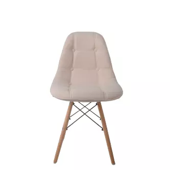 Silla Eames Terciopelo Tapizado Capitone Beige