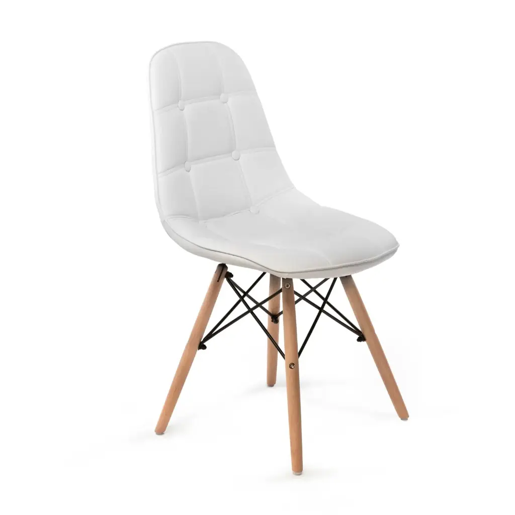 Silla Eames Eco-cuero Capitone blanco