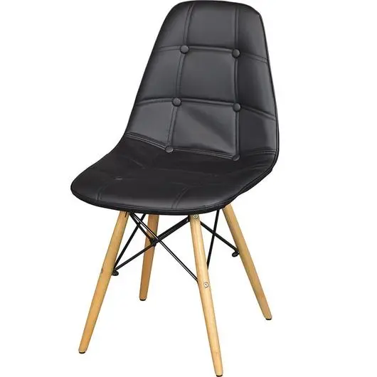 Silla Eames Eco-cuero Capitone negro