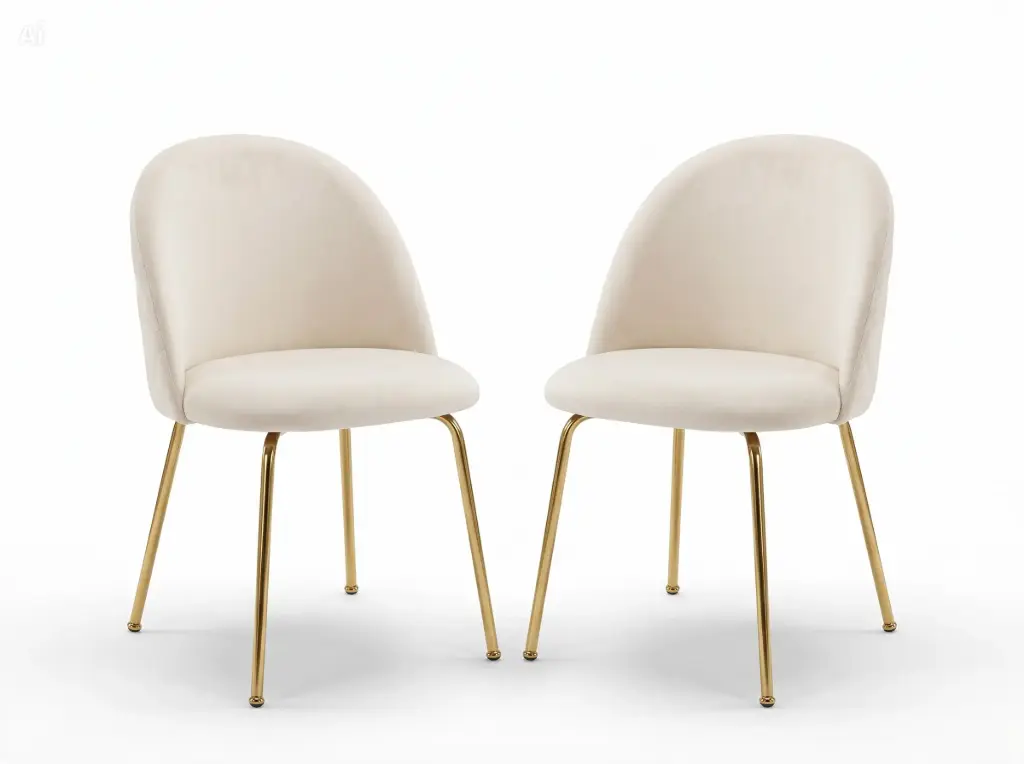 Set x 2 Silla Frank pana pata dorada Beige