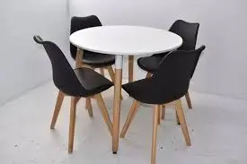 Mesa de 90cm Nórdica+4 Sillas Tulip Negro