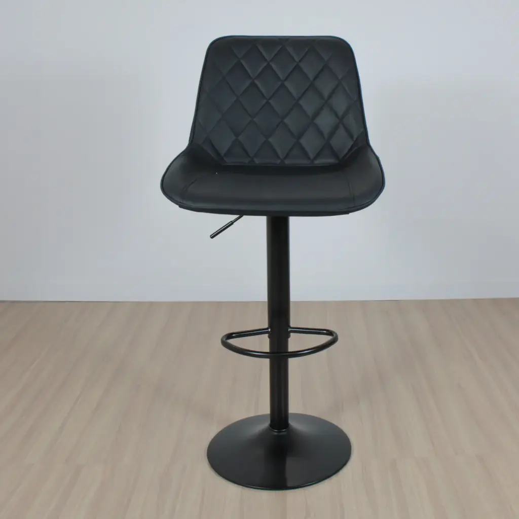 Banqueta eco cuero negro base negra