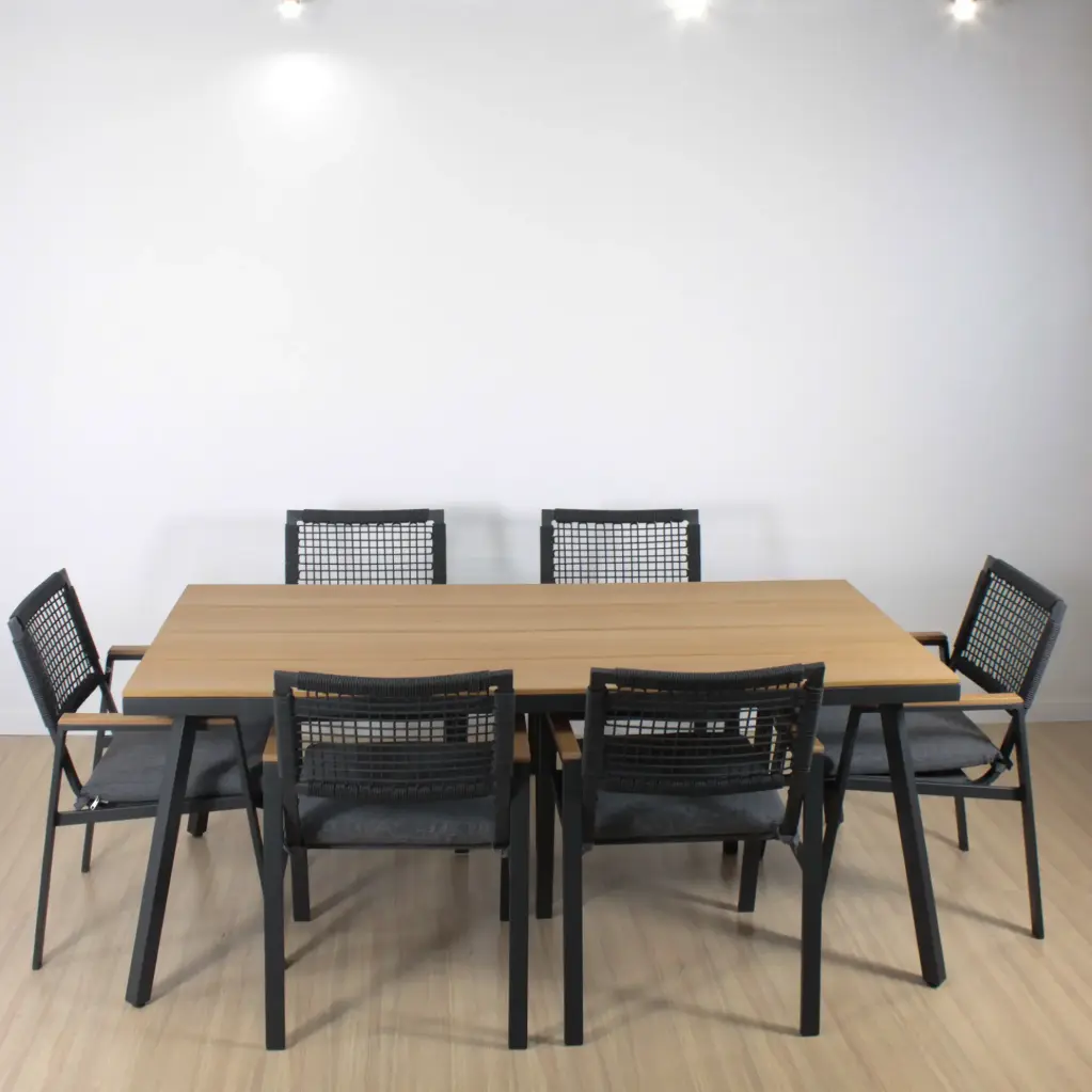 SET IPANEMA MESA Y 6 SILLAS GRIS