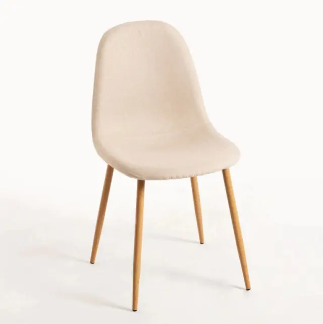 Silla Albis Base simil madera con Asiento de Lino Beige