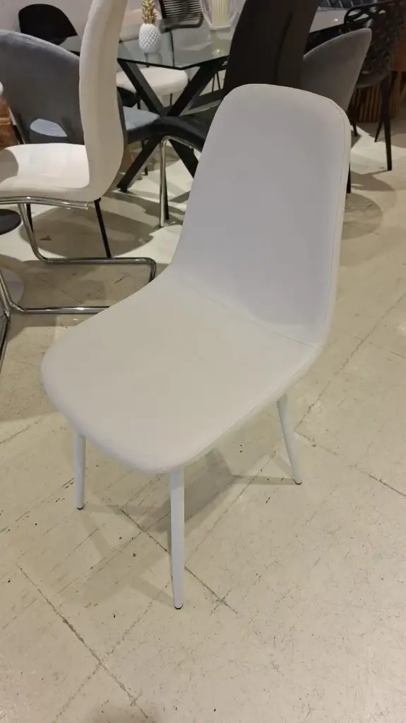 Silla Albis Base Blanco con Asiento Ecocuero Beige