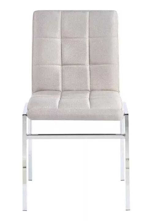 Silla Capitone cromo lino Beige