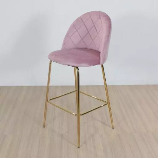 Banqueta Praga pata dorada Rosa