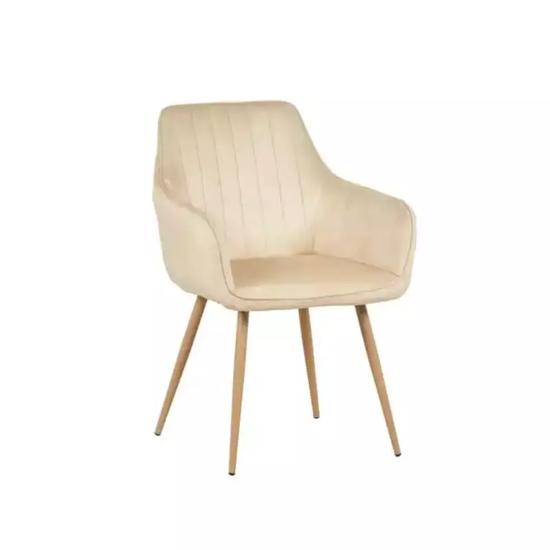 Sillón Dereck Pana Beige Tramado Base Simil Madera