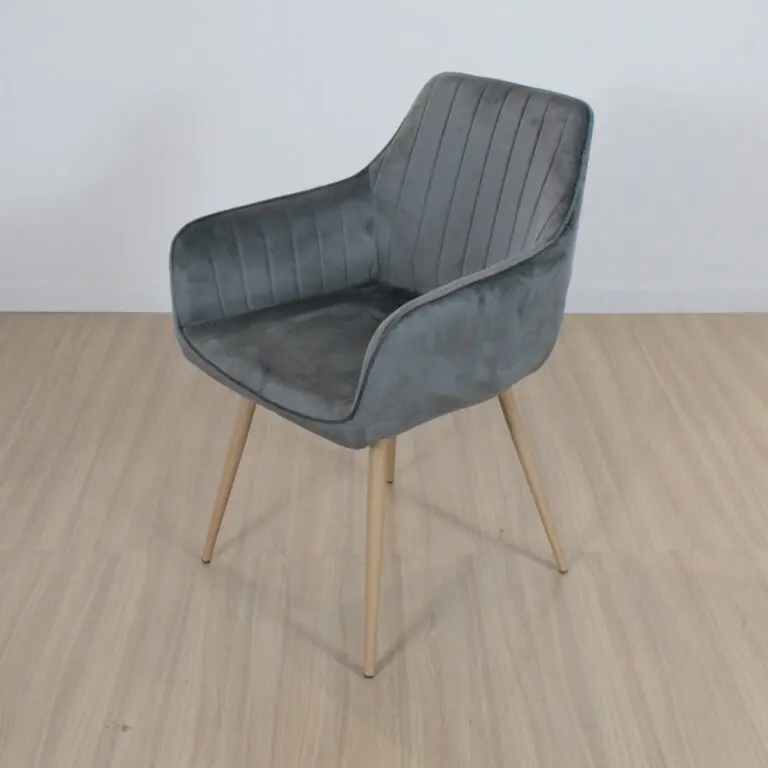 Sillón Dereck Pana Gris Tramado Base Simil Madera