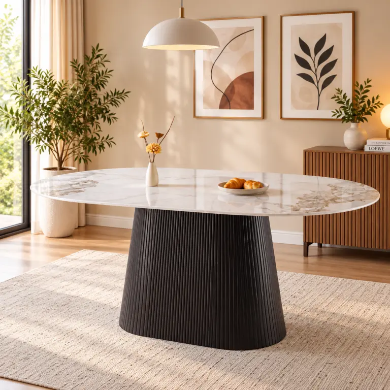 MESA MONACO OVALADA NEGRA NEOLITH 180CM