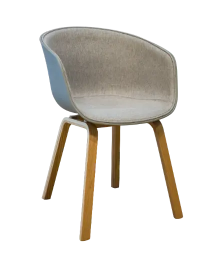 [ONTLBMN00B] Sillon tapizado lino Base de Madera Blanco