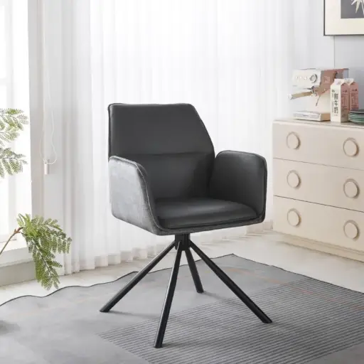 [ONAGEL00N] Sillón Arizona Giratorio 360 Ecocuero con Lino Negro