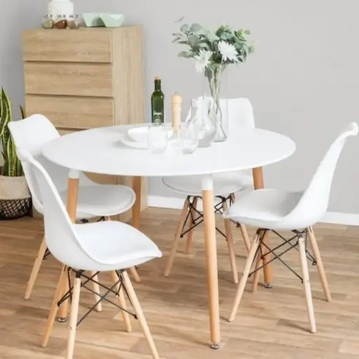 [CMNR904SE00B] Combo Mesa de 90cm Nórdica+ 4 sillas eames blanco