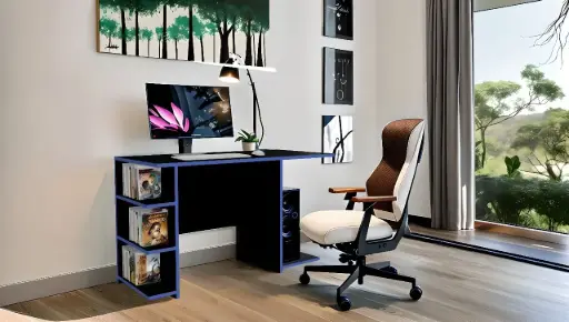 [ECG00AZ] Escritorio Gamer Dos Pisos Azul