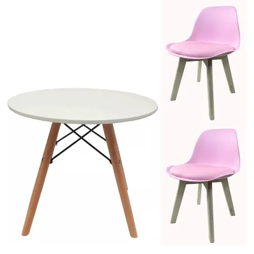 [KCM2ST00RC] Combo Mesa Eames + 2 Sillas Tulip Kids Rosa chicle