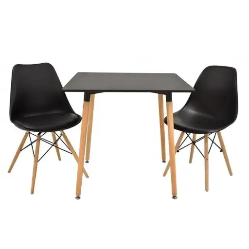 [KCMER2SE00N/N] Combo Mesa Eames Negro + 2 Sillas Eames Kids Niños Blanco