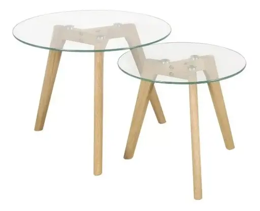 [MRRV2] Mesa ratona doble redonda vidrio
