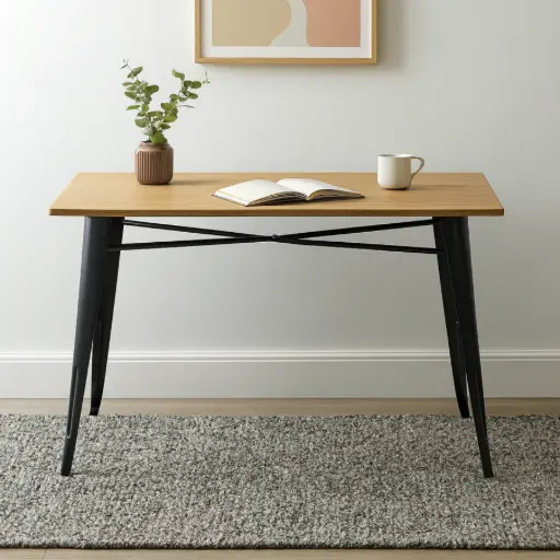 [MTMM12080N] Mesa Tolix Con Madera 120x80cm Importada negro