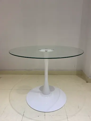 [MTVR90B] Mesa Tulip de vidrio 90cm Blanco