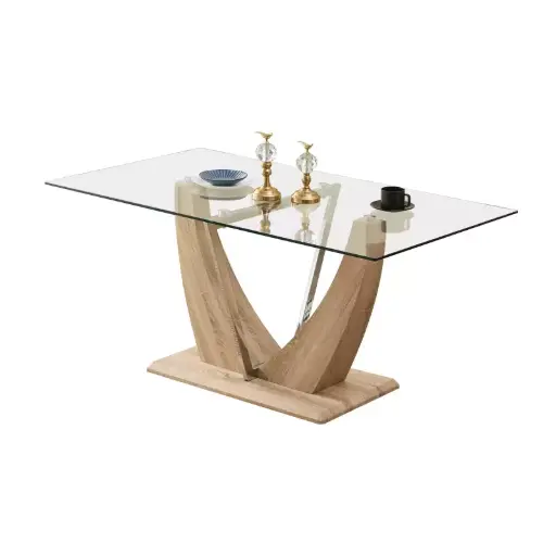 [MVBMV16090] Mesa vidrio 160x90cm base mdf en V