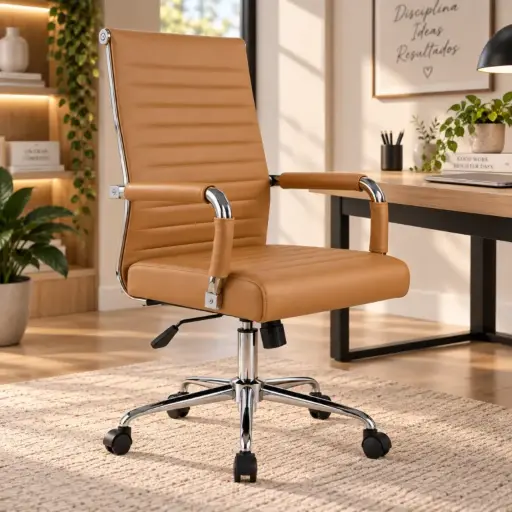 [SOFNEAL00MA] Sillon Silla Oficina SILLON EJECUTIVO NEVADA ALUMINIUM ECOCUERO MARRON