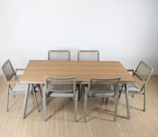 [CSIPAM6SKK] SET IPANEMA MESA Y 6 SILLAS KAKI