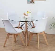 [CMREV804STPH00B] Combo Mesa Eames De Vidrio 80 Cm + 4 Sillas Tulip  Blanco