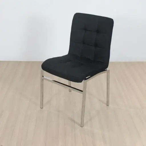 [SCCL00N] Silla Capitone cromo lino Negro